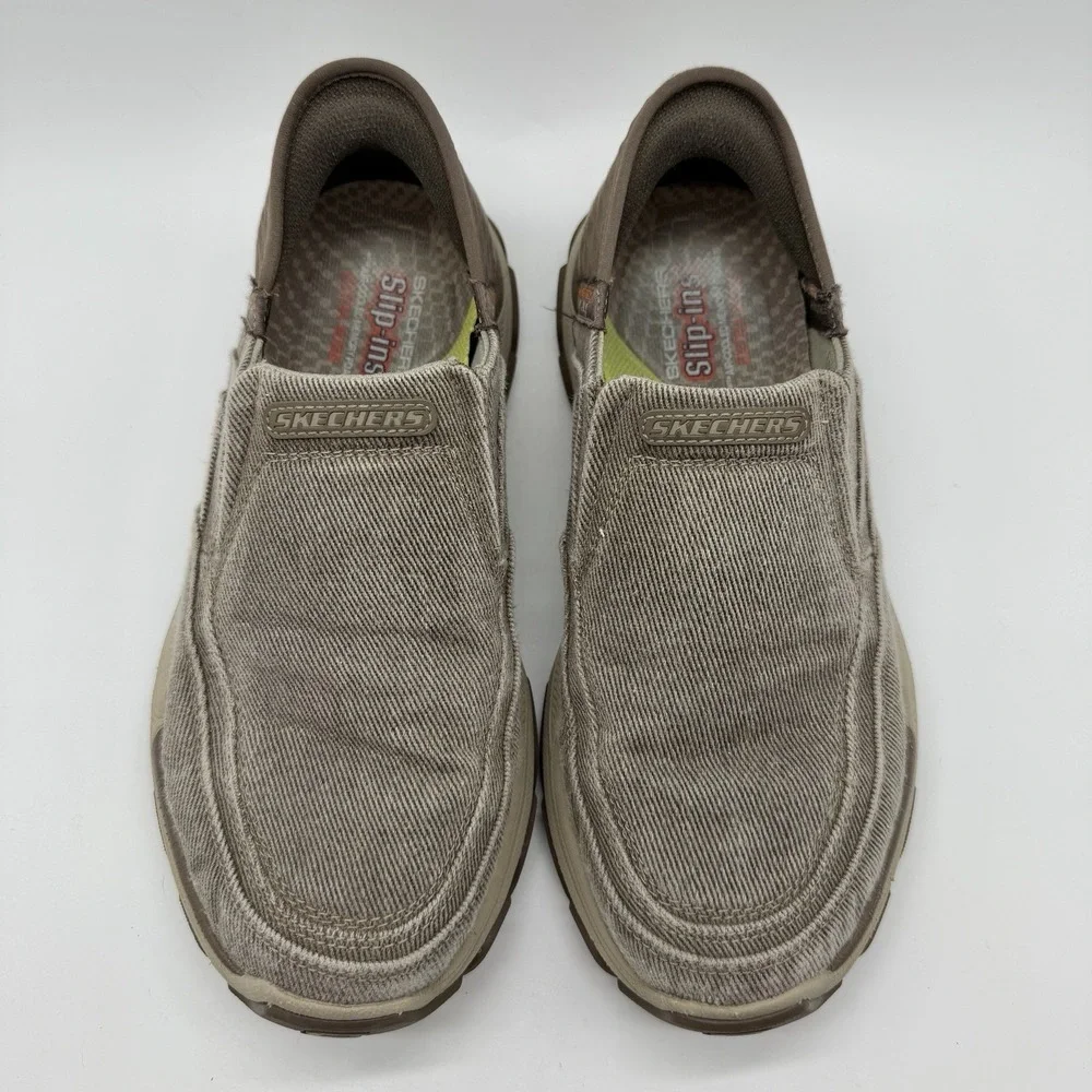 Skechers Respected Holmgren Taupe Men Size 8.5 Athletic Goodyear Slip In Sneaker